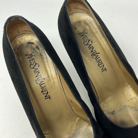VINTAGE YVES SAINT LAURENT YSL Classic Black Suede heels Made in Italy size 9 - Picture 5 of 14